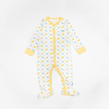 Little Ducks Baby Sleep Suit In Organic Cotton, 3 of 4