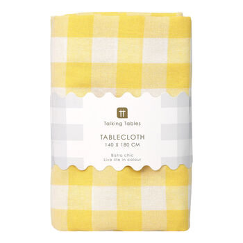 Yellow And White Fabric Gingham Tablecloth, 4 of 4