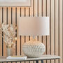 Warm White Textured Glazed Ceramic Table Lamp, thumbnail 1 of 10