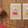 Handmade Christmas Bobble Hat Card Set Of Six, thumbnail 5 of 6