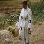 Long Organic Cotton Robe: White With Dark Blue And Black Eye, thumbnail 1 of 8