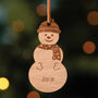 Personalised Wooden Snowman Christmas Tree Decoration, thumbnail 4 of 5
