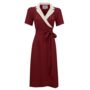 Peggy Dress In Wine And Ivory | 1940s Vintage Style, thumbnail 1 of 2