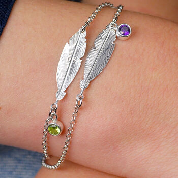 Personalised Sterling Silver Double Feather Bracelet, 3 of 6