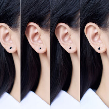 Sterling Silver Black Geometric Shapes Stud Earrings, 2 of 5