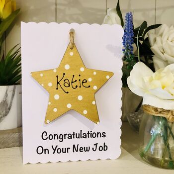 Personalised New Job Congratuations Gold Star Card, 2 of 3