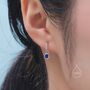 Sterling Silver Sapphire Blue Cz Huggie Hoop Earrings With Sleeper Hoops, thumbnail 7 of 12