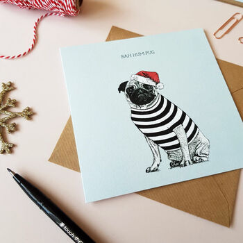 Festive Pug Christmas Card, 2 of 2