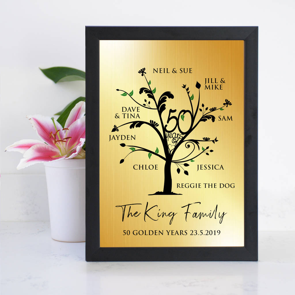 Personalised Metal Golden Anniversary Family Tree Art, 1 of 3