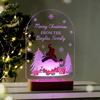 Personalised Gonk Wooden Changing Colours LED Christmas Light, 3 of 4