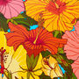 Tropical Hibiscus Flower Print In Oranges And Yellows, thumbnail 2 of 6