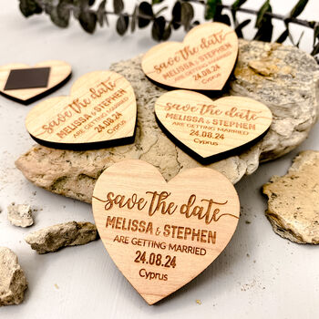 Simple Elegant Gold Foil Save The Date Heart Magnets, 10 of 12