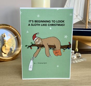 Punny Sloth Christmas Card, 4 of 4