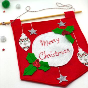 Merry Christmas Banner Kit Christmas Embroidery Kit, 9 of 11