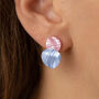 Hammered Textured Baby Pink And Blue Pastel Double Disc Earrings, thumbnail 1 of 3