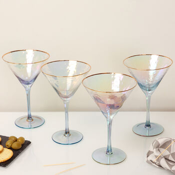 G Decor Set Of Four Grey Hammered Martini Glasses, 5 of 6