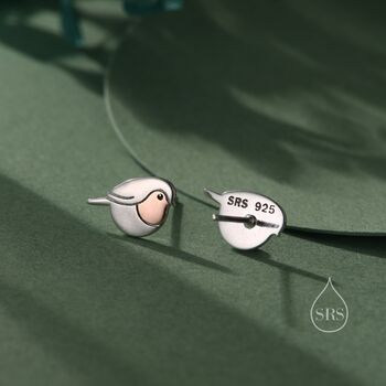 Sterling Silver Robin Bird Stud Earrings, 11 of 12