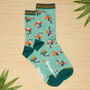 Women's Bee And Posey Floral Print Bamboo Socks, thumbnail 1 of 5
