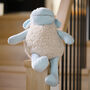 Blue Curly Sheep Plush Toy For Baby And Toddler, thumbnail 6 of 10