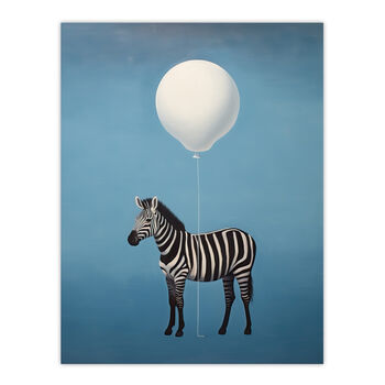 Zebra Party For One Animal Striped Fun Wall Art Print, 6 of 6