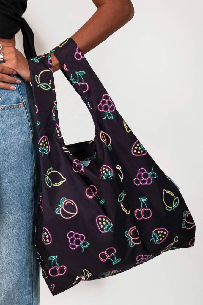 Neon Fruits 100 Recycled Plastic Reusable Bag By KIND BAG