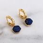 The Hexagon Lapis Lazuli Gold Plated Gemstone Earrings, thumbnail 1 of 5