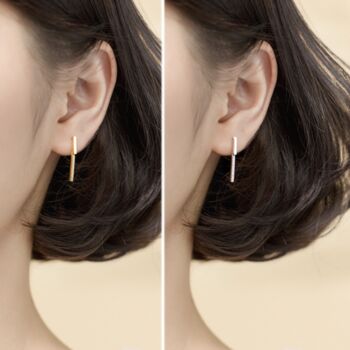 Sterling Silver Crystal Bar Dangle Stud Earrings, 2 of 4