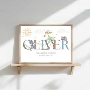 Blue Dragons Nursery Name Print, Nursery Boy Name Print, Colour Choices, 3 of 6