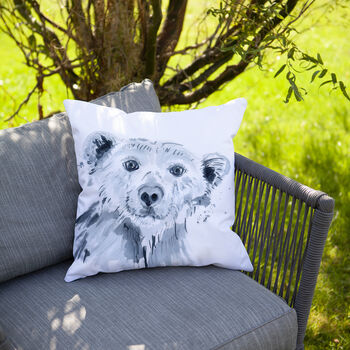 Inky Polar Bear Outdoor Cushion For Garden Furniture, 8 of 8