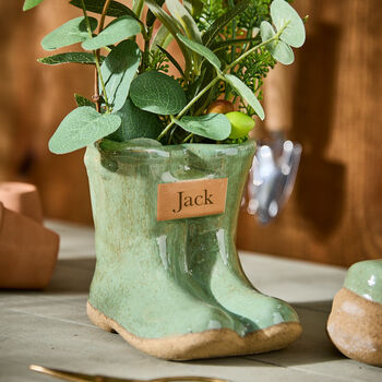 Personalised Small Welly Boots Garden Planters, 2 of 6