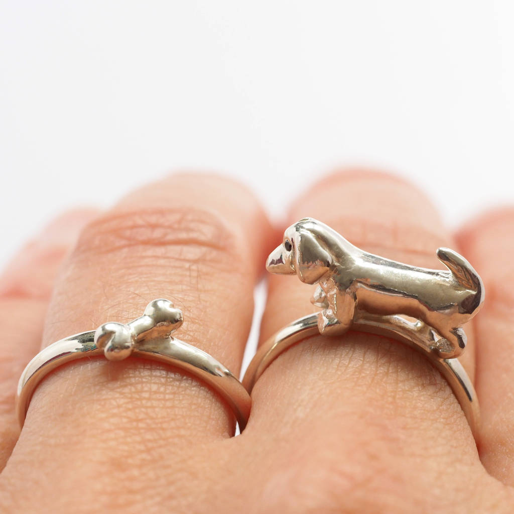 Sausage Dog Ring Silver And Black Diamond By RockCakes