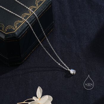 Genuine Rainbow Moonstone Oval Necklace, 6 of 11