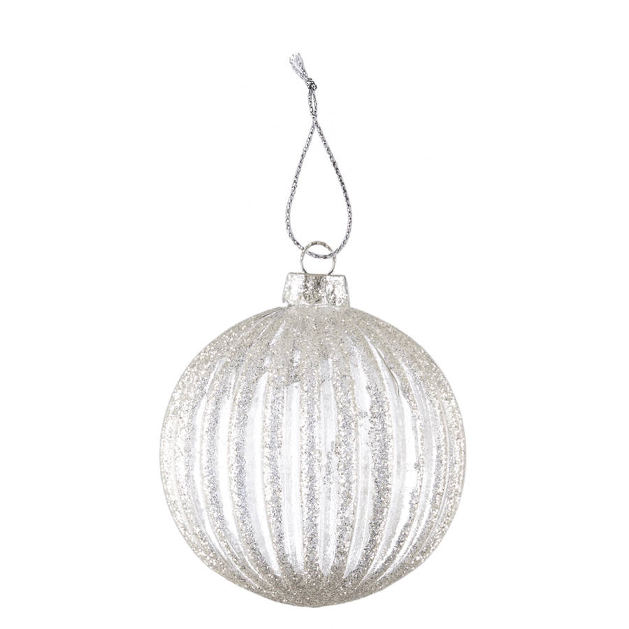 Iridescent Silver Ribbed Bauble By The Christmas Home ...
