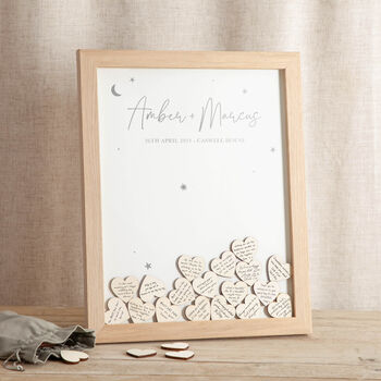 Moon And Stars Foiled Wedding Drop Top Frame Guest Book, 4 of 5