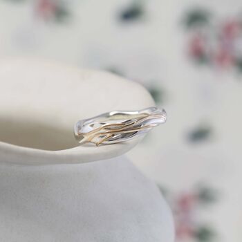 Flowing Sterling Silver And Gold Ring, 3 of 5