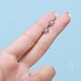 Sterling Silver Tiny Blue Opal Flower Stud Earrings, thumbnail 5 of 11