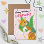 Monty And Rooster Let's Pawty Pink Birthday Card, thumbnail 1 of 2