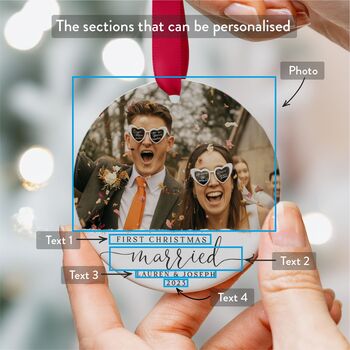 Personalised First Christmas Married Photo Ornament, 7 of 8