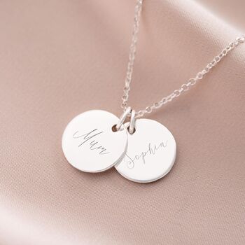Sterling Silver Mum And Me Double Disc Necklace, 3 of 12