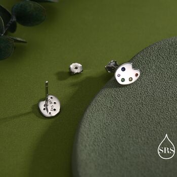 Paint Palette Stud Earrings In Sterling Silver, 2 of 12