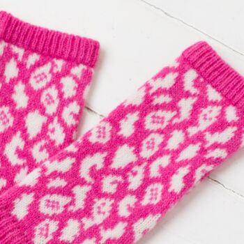 Bright Leopard Knitted Wrist Warmers, 5 of 10
