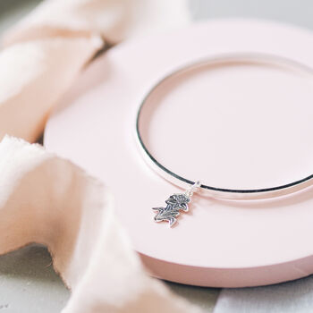 Personalised Hand Stamped Birth Flower Bangle, 5 of 11