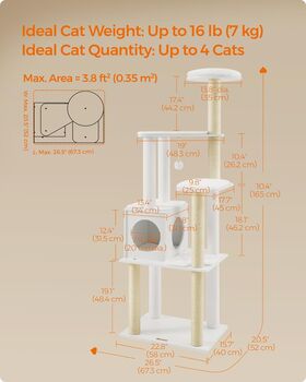 Cat Tree 165cm Modern Cat Tower Removable Furniture, 2 of 7