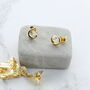 Gold Plated Moon And Pearl Stud Earrings, thumbnail 1 of 3