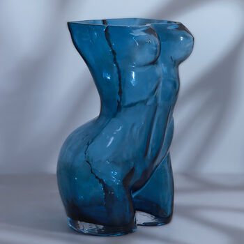 G Decor Extra Large Blue Female Torso Shaped Glass Vase, 2 of 5
