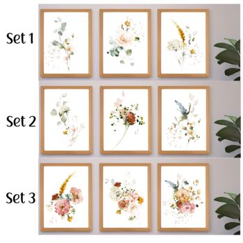 Botanical Flowers Set Of Three Wall Décor, 3 of 4