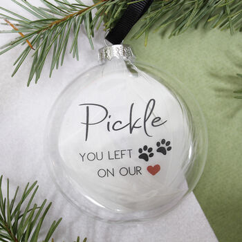 Pet Paw Print Memory Feather Bauble, 4 of 8
