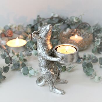 Pair Of Silver Mice Tealight Holders, 3 of 5