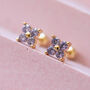 Tiny Amethyst Clover Stacking Stud Earrings, thumbnail 1 of 5