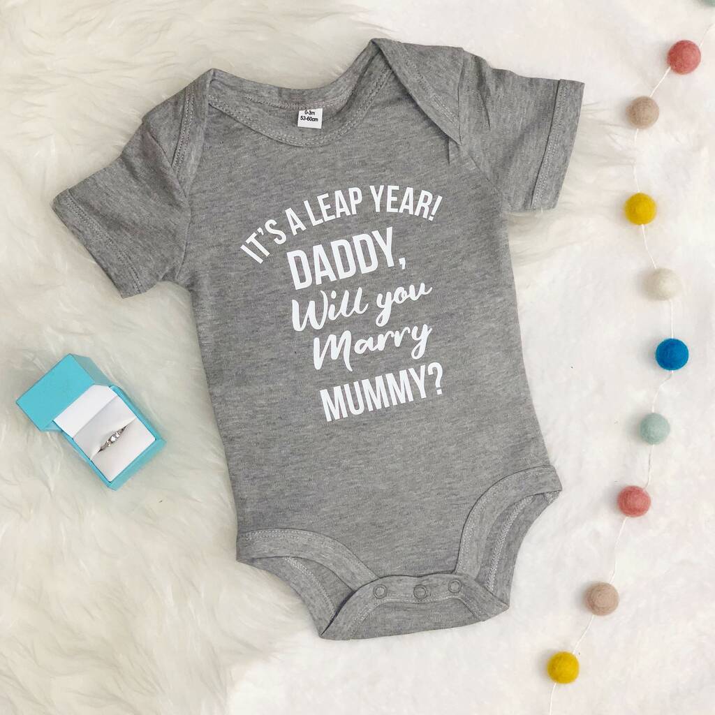 Daddy Will You Marry Mummy Leap Year Proposal Babygrow, 1 of 6